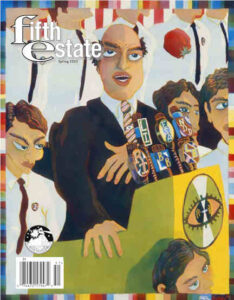 Cover image, Issue 416, Spring 2025, features a cartoon showing a caricatured dictator holding forth on a podium. A tomato hovers in midair, about to reach its target.